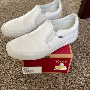 Vans white leather mens 8 woman 9 1/2